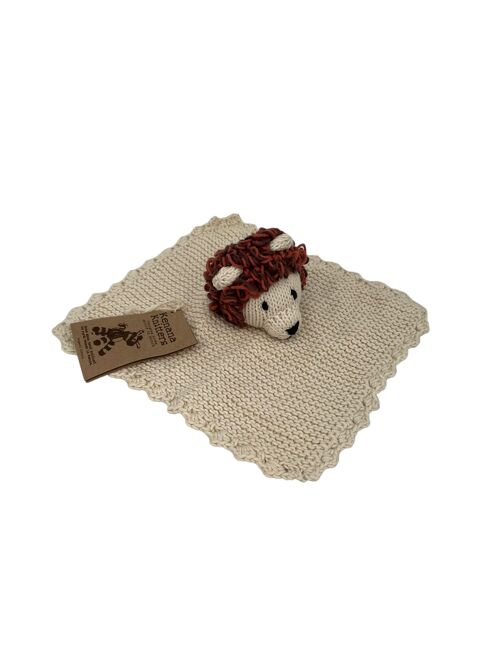 Lion hand-made flat comforter in eco-responsible organic cotton certified GOTS - LEONARD - Kenana Knitters