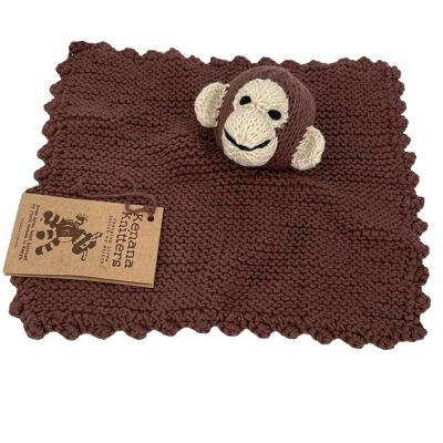Schmusetuch „Affe“ aus umweltfreundlicher, GOTS-zertifizierter Bio-Baumwolle – MARCEL – Kenana Knitters