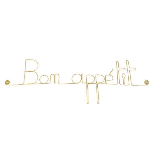 Décoration Murale en laiton doré Cuisine " Bon appétit " - à punaiser - Bijoux de Mur