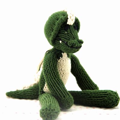 Long-legged hand-made crocodile soft toy - Eco-responsible soft toy in organic cotton - MAXIME - Kenana Knitters