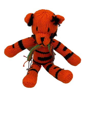 Peluche tigre à longues pattes - Doudou éco-responsable en coton bio - MILO - Kenana Knitters 1