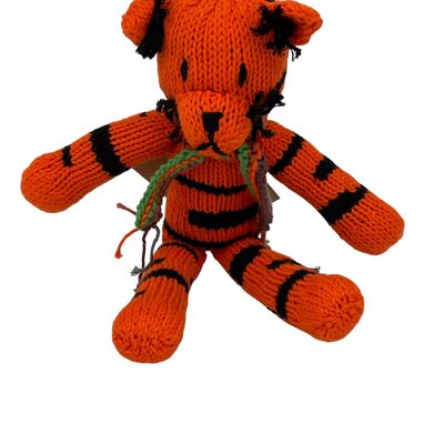 Peluche tigre à longues pattes - Doudou éco-responsable en coton bio - MILO - Kenana Knitters