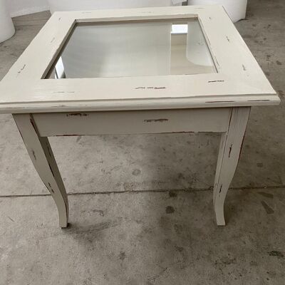 SQUARE TABLE WITH GLASS TOP NOTICE BOARD