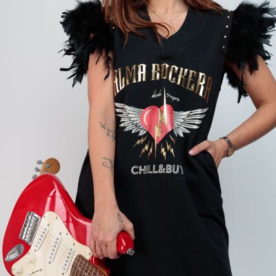 Rocker Soul Women's Dress with Feathers and Studs