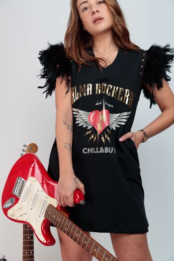 Rocker Soul Robe Femme avec Plumes et Clous 1