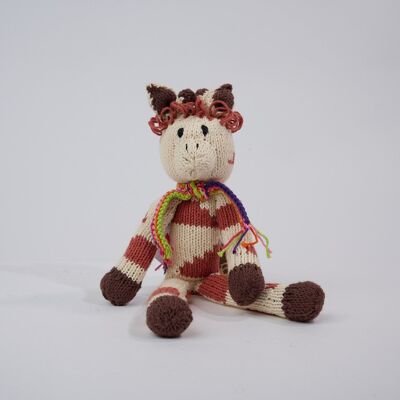 Long-legged giraffe comforter - Eco-responsible organic cotton soft toy - LEONTINE - Kenana Knitters