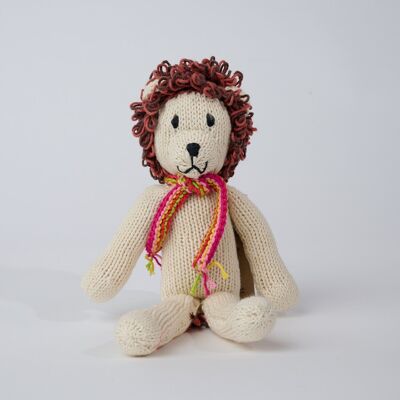 Long-legged lion comforter - Eco-friendly soft toy in organic cotton - HUGO - Kenana Knitters