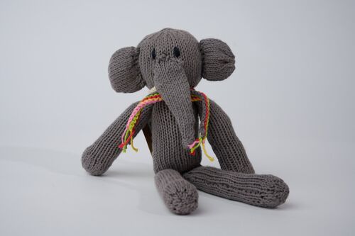 Long-legged elephant soft toy - Eco-responsible soft toy in organic cotton - MARGE - Kenana Knitters