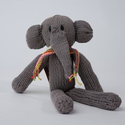 Peluche éléphant à longues pattes - Doudou éco-responsable en coton bio - MARGE - Kenana Knitters