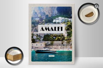 Panneau en bois voyage 30x40cm Amalfi Italie vacances tourisme bateaux de mer 2