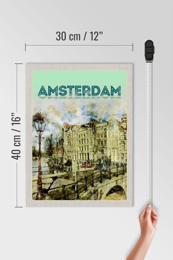 Panneau en bois voyage 30x40cm art vintage Amsterdam cadeau 4