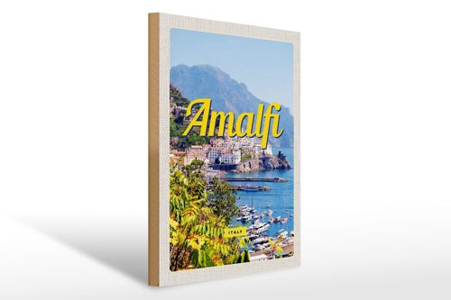 Holzschild Reise 30x40cm Amalfi Italy Urlaub Meerblick