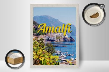 Panneau en bois voyage 30x40cm Amalfi Italie vacances vue sur la mer 2