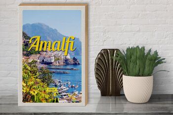 Panneau en bois voyage 30x40cm Amalfi Italie vacances vue sur la mer 3