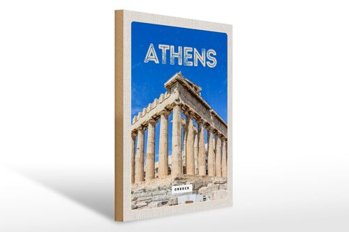 Holzschild Reise 30x40cm Athen Greece Akropolis Geschenk