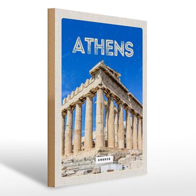 Holzschild Reise 30x40cm Athen Greece Akropolis Geschenk