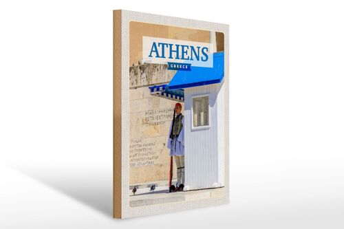 Holzschild Reise 30x40cm Athens Greece Evzone Wache Holz