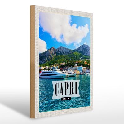 Cartel de madera viaje 30x40cm Capri Italia isla mar vacaciones