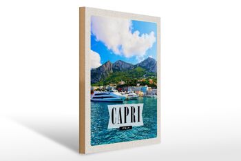 Panneau en bois voyage 30x40cm Capri Italie île vacances à la mer 1