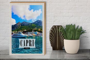 Panneau en bois voyage 30x40cm Capri Italie île vacances à la mer 3