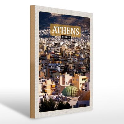 Holzschild Reise 30x40cm Athens Greece Blick auf die Stadt