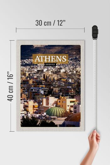 Panneau en bois voyage 30x40cm Athènes Grèce vue sur la ville 4