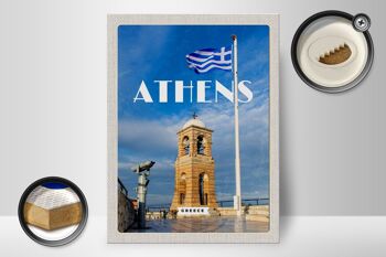 Panneau en bois voyage 30x40cm Athènes Grèce drapeau Acropole 2