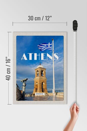 Panneau en bois voyage 30x40cm Athènes Grèce drapeau Acropole 4