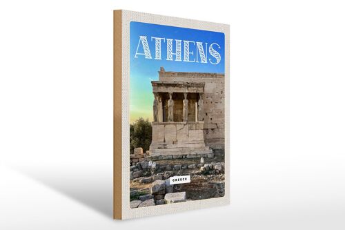 Holzschild Reise 30x40cm Athens Greece Akropolis Geschenk