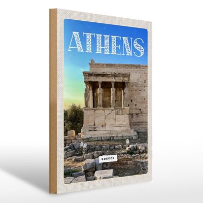 Holzschild Reise 30x40cm Athens Greece Akropolis Geschenk