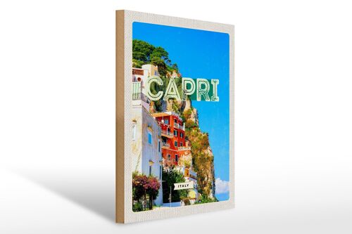 Holzschild Reise 30x40cm Capri Italy Stadt Bergen Urlaub