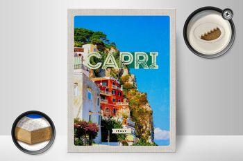 Panneau en bois voyage 30x40cm Capri Italie ville Bergen vacances 2