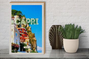 Panneau en bois voyage 30x40cm Capri Italie ville Bergen vacances 3