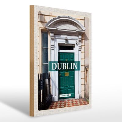 Cartello in legno da viaggio 30x40 cm Dublino Irlanda città di destinazione del viaggio