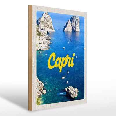 Cartello in legno da viaggio 30x40 cm Retro Capri Italia Mare Montagne