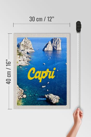 Panneau en bois voyage 30x40cm rétro Capri Italie mer montagnes 4