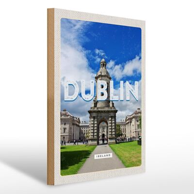 Cartello in legno da viaggio 30x40 cm Retro Dublino Irlanda Città di destinazione del viaggio