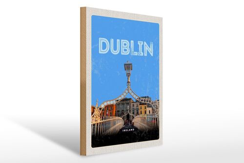 Holzschild Reise 30x40cm Retro Dublin Ireland Reiseziel Holz