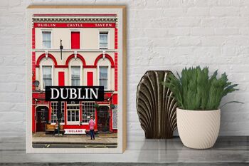 Panneau en bois voyage 30x40cm Dublin Irlande Castle Tavern destination de voyage 3