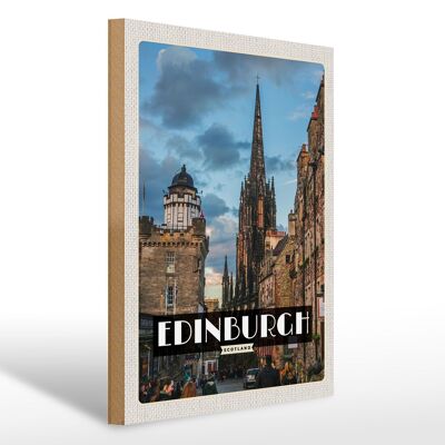 Holzschild Reise 30x40cm Edinburgh Scotland Altstadt