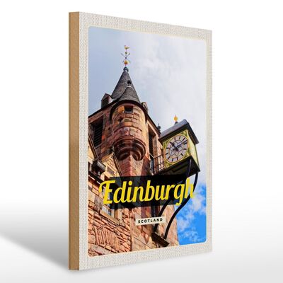 Cartel de madera viaje 30x40cm Edimburgo Escocia chapitel