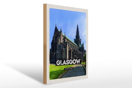 Holzschild Reise 30x40cm Glasgow Scotland Schloss Holz