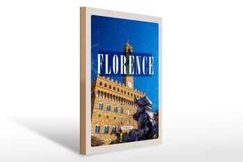 Panneau en bois voyage 30x40cm Florence Italie tour de l'horloge rétro Toscana 1