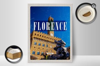 Panneau en bois voyage 30x40cm Florence Italie tour de l'horloge rétro Toscana 2