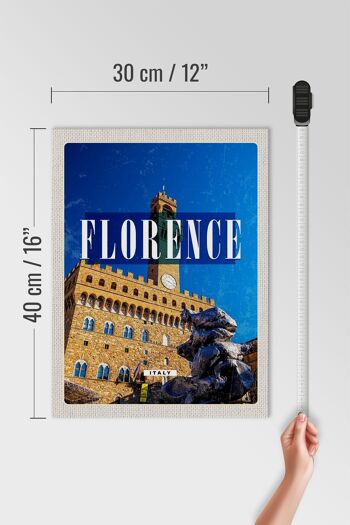 Panneau en bois voyage 30x40cm Florence Italie tour de l'horloge rétro Toscana 4
