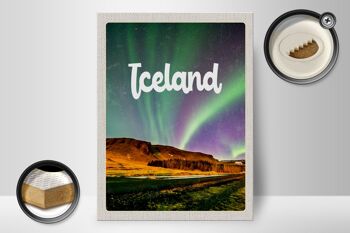 Panneau en bois voyage 30x40cm Islande rétro aurores boréales cadeau 2