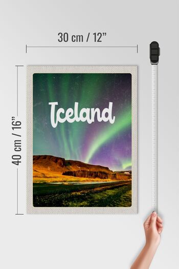 Panneau en bois voyage 30x40cm Islande rétro aurores boréales cadeau 4