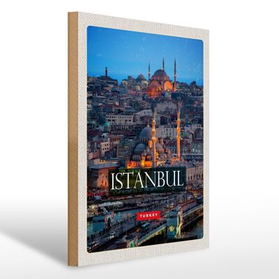 Cartello in legno da viaggio 30x40 cm Istanbul Turchia foto moschea