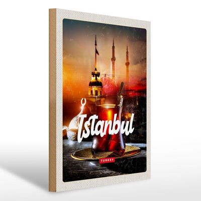 Cartello in legno da viaggio 30x40 cm Istanbul Turchia ï¿½ay tè turco