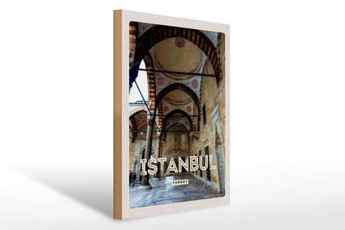 Holzschild Reise 30x40cm Retro Istanbul Turkey Moschee Geschenk